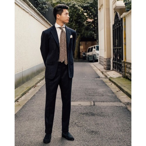 Classic Chalk Stripe in Navy by Clarance Wong x Kirin Tailors